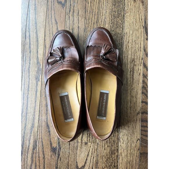 Johnston & Murphy Mens 9.5 W Loafers Tassels Brown - Picture 6 of 9